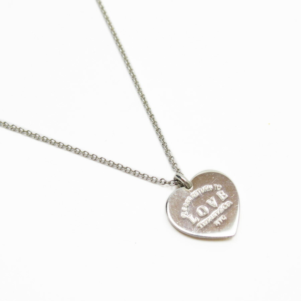 Tiffany Love Heart Tag Key Necklace Silver